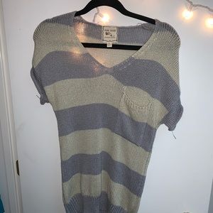 Purple and Beige/White Stripe Shirt / Casual Work